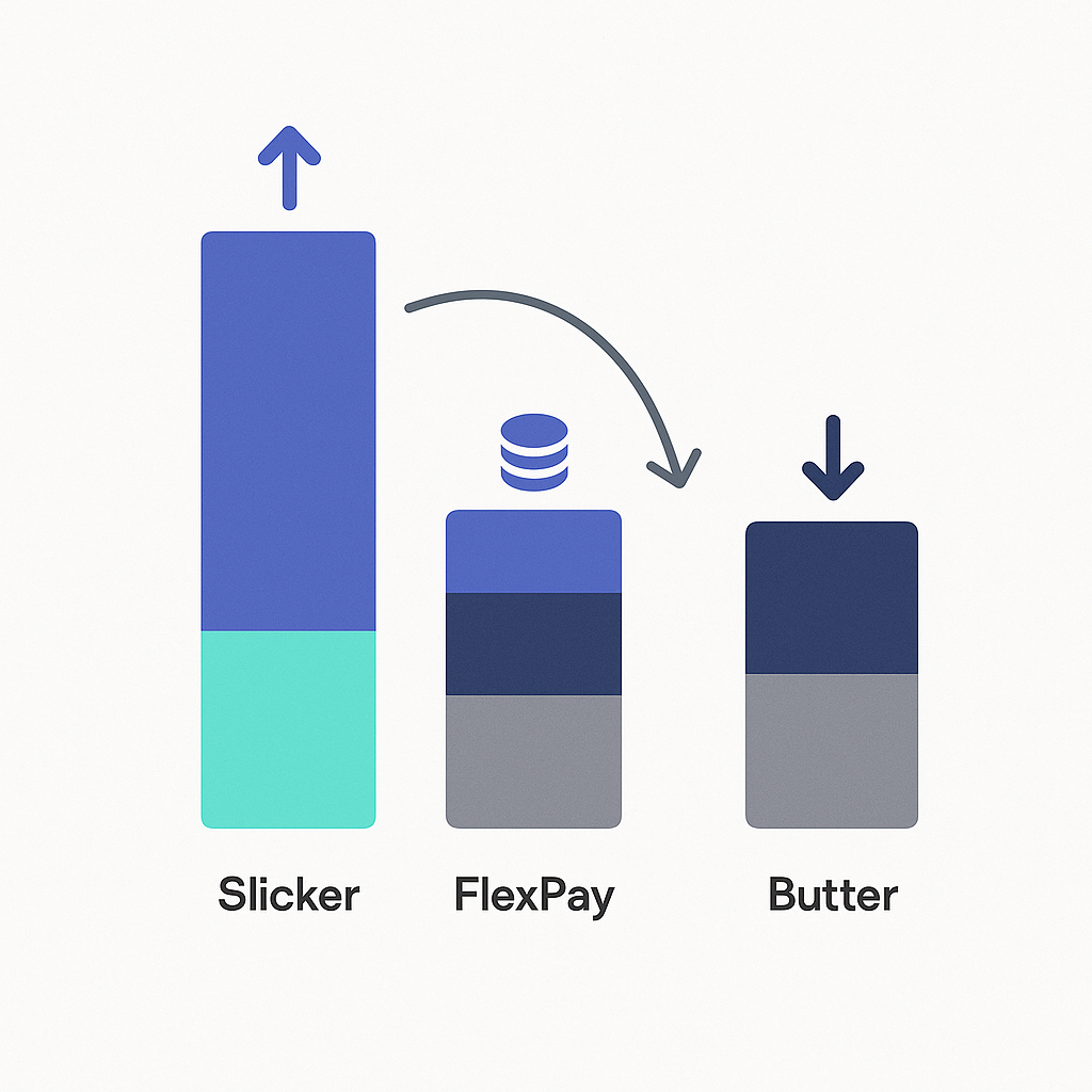 Illustrative bar chart comparing cost and recovered revenue among three payment recovery tools.