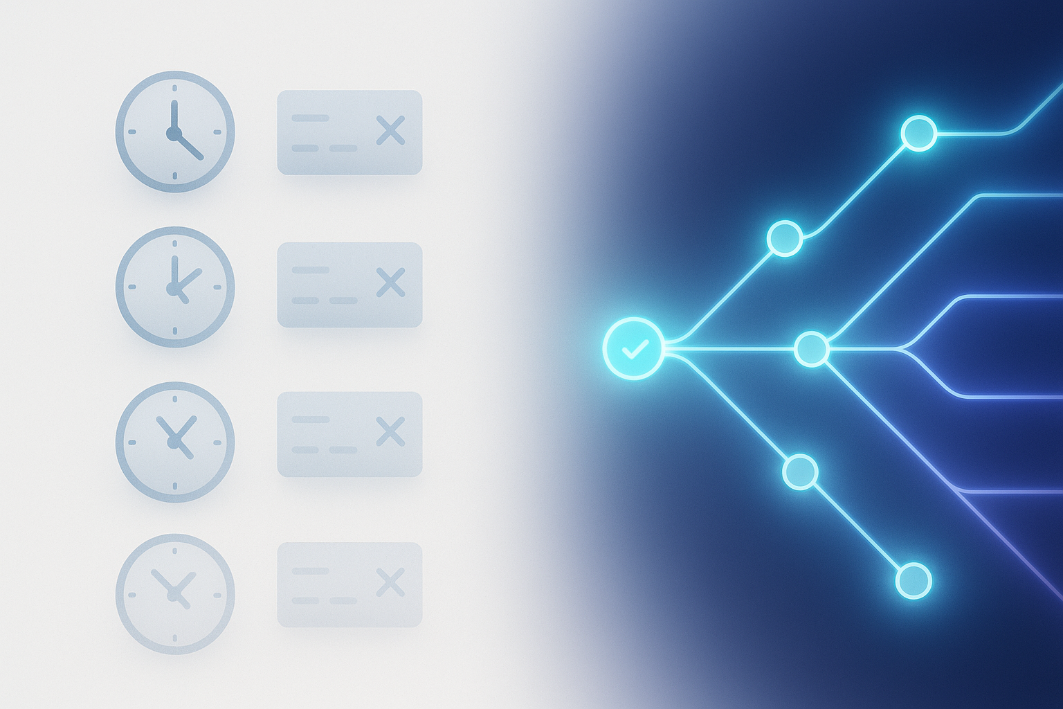 Split-screen concept showing rigid static retries versus dynamic AI-driven payment recovery