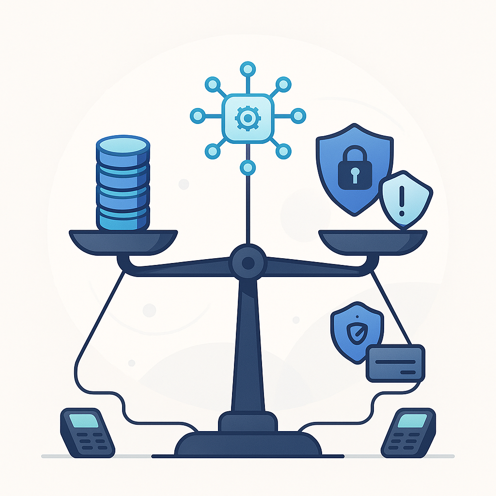 AI recovery engine balancing revenue gains against fraud, chargebacks, and PCI DSS compliance safeguards