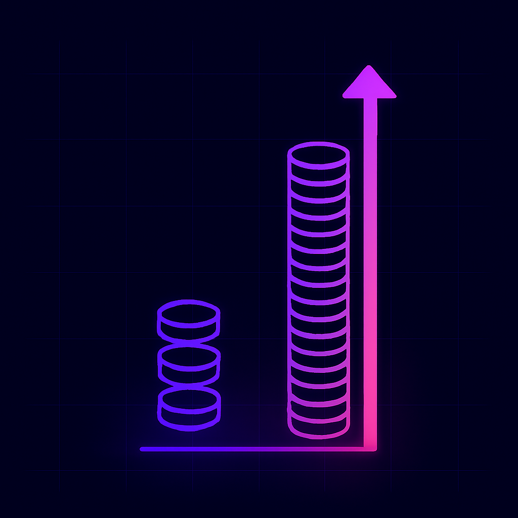 Illustration of Adway’s towering ROI bar dwarfing Gaia’s modest return bar
