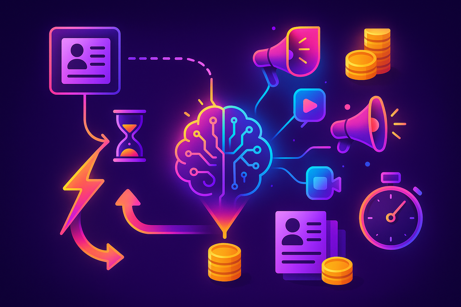 Flow diagram contrasting slower costly manual recruiting with a faster cheaper AI-driven pipeline.