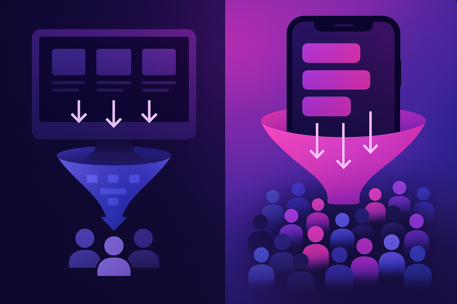 Side-by-side graphic contrasting narrow job board reach with broader social media recruiting reach
