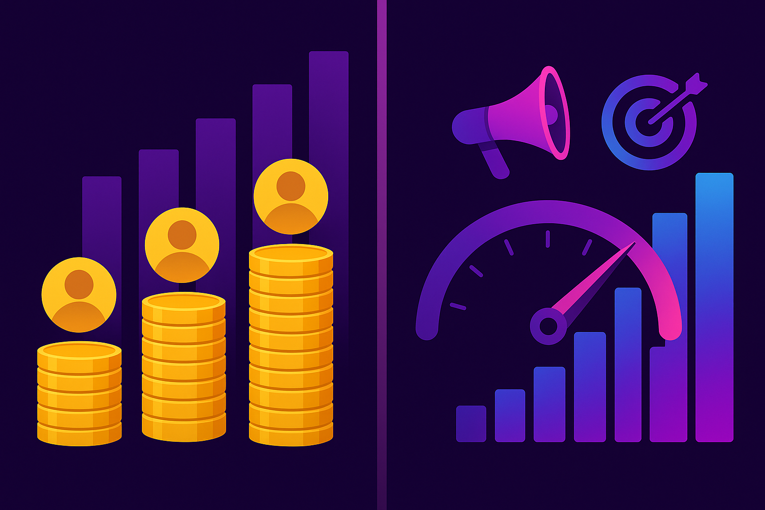 Illustration contrasting per-user licensing costs with flexible consumption-based pricing tied to campaign volume.