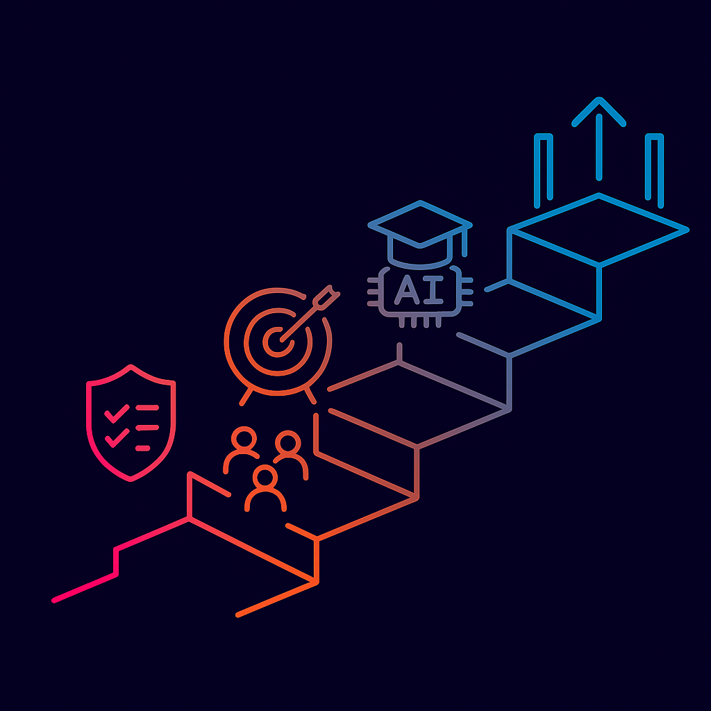 Five-step staircase diagram of responsible AI sourcing rollout process