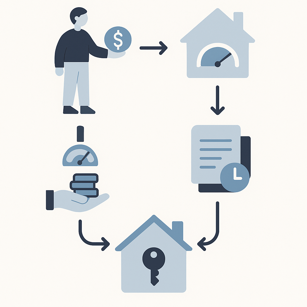 Flow diagram shows borrower eligibility leading to grant or deferred loan paths under CHFA assistance to buy a home.
