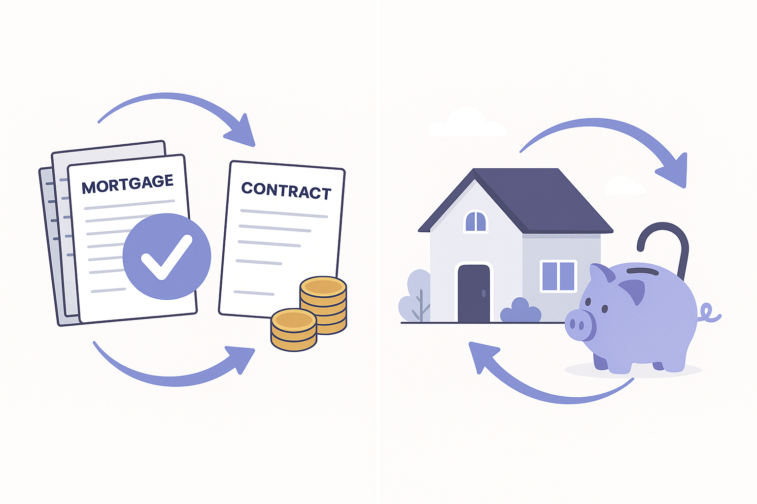 Vector panels contrasting full mortgage refinance with flexible home equity line of credit option