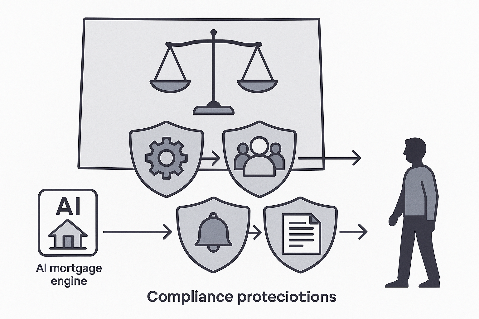 Colorado AI Act compliance shields—risk management, bias checks, notification, transparency—guarding borrowers