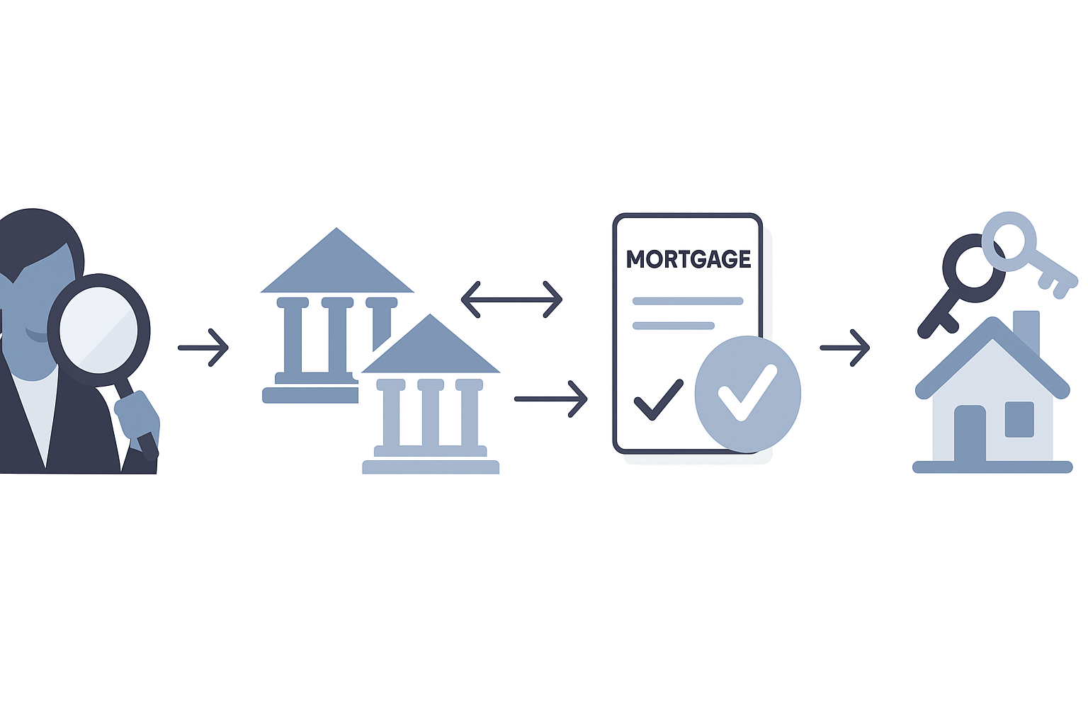 Five-step icon flow from credit check to locked rate and closing, summarizing the mortgage rate lock process.