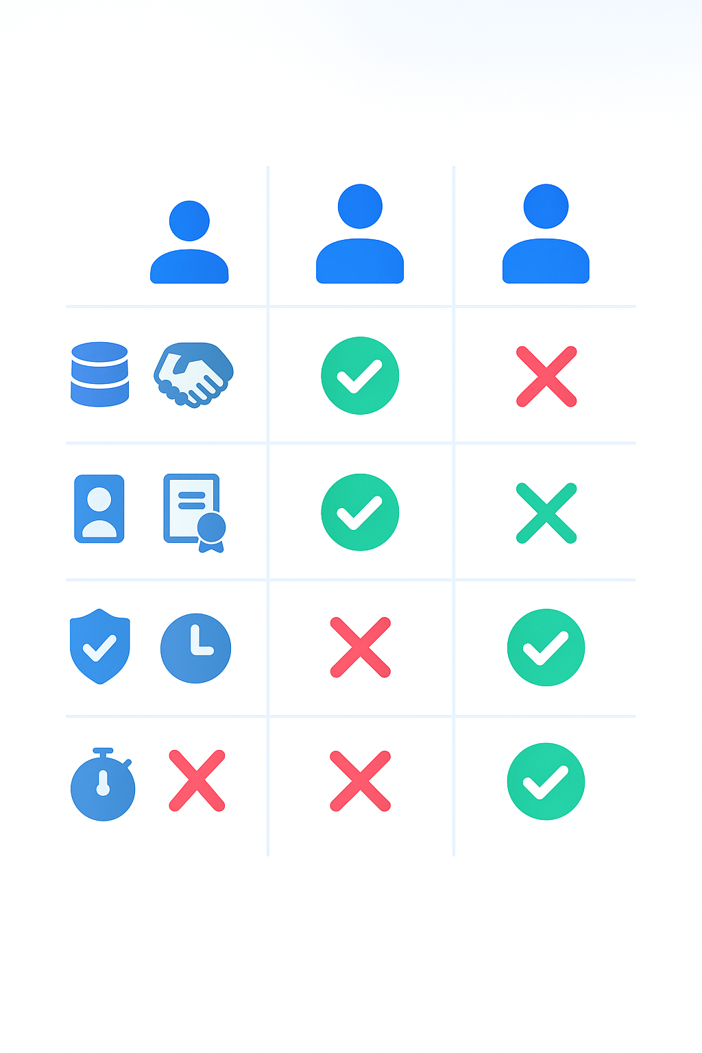 Infographic matrix comparing dataset vendors against key compliance and quality criteria