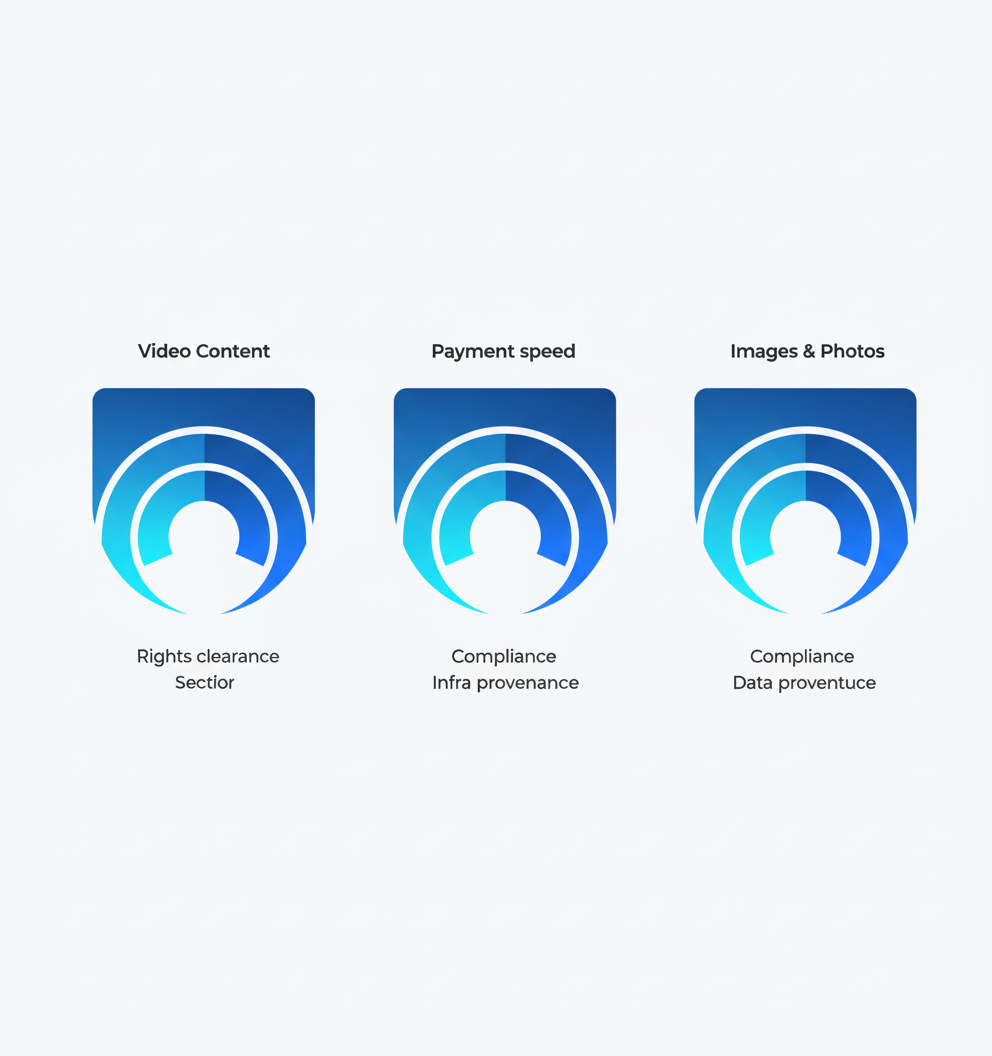 Abstract shields comparing Luel, Appen, and Scale AI across four compliance metrics.