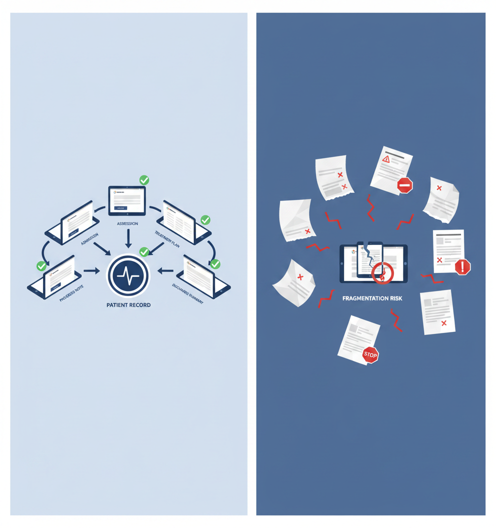 Comparison of aligned EHR templates versus fragmented blank forms for CARF documentation