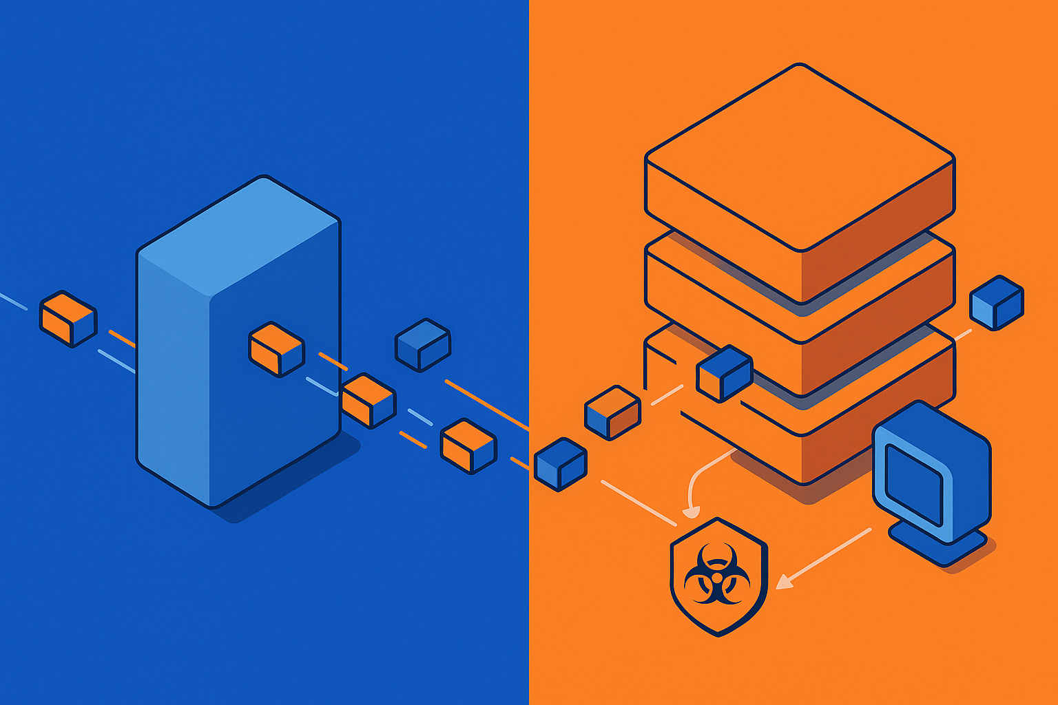 Side-by-side graphic contrasts flat pass-through gateway with multi-layer protocol-aware firewall that filters MCP-packs